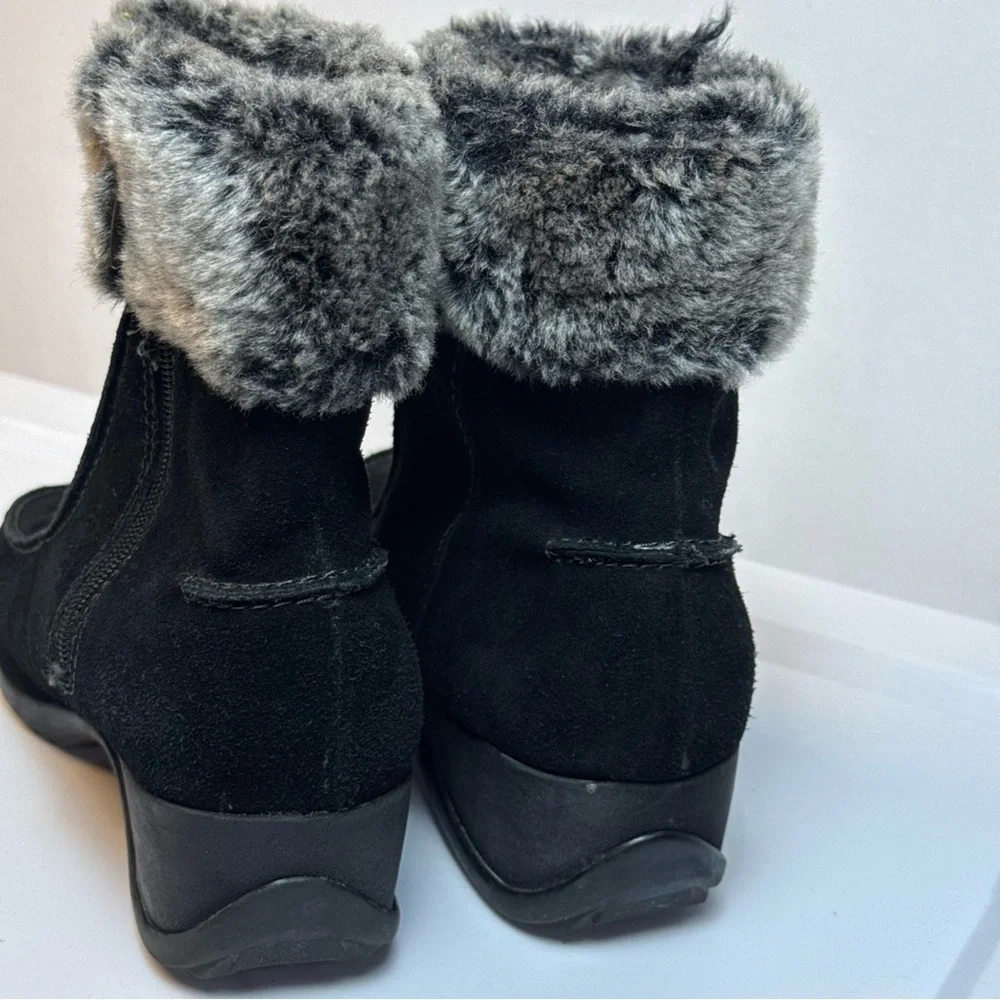ZeroXposur Womens Irene Black Winter Boots w/ Faux Fur Trim sz 10M Outdoor Comfy